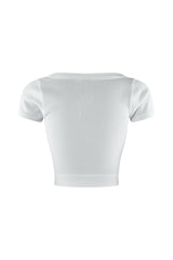 Elnora Ribbed V Neck Short Sleeve Top
