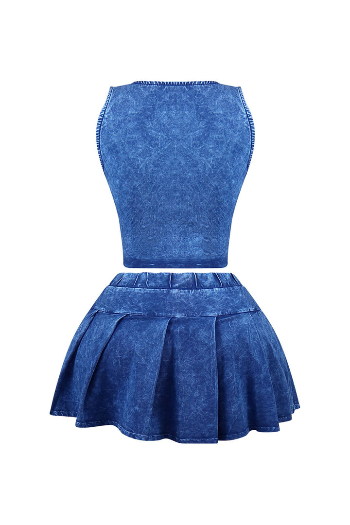 Valerie Mineral Washed Vest &amp; Skort SET