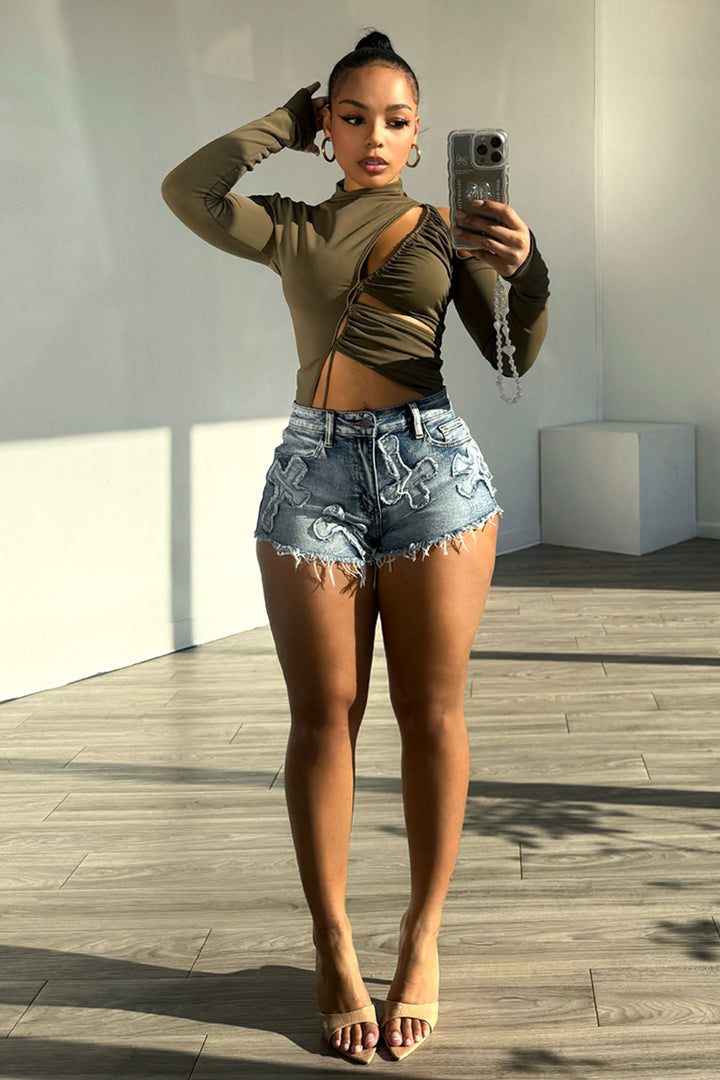 You Better Work Mock Neck Cut Out Bodysuit