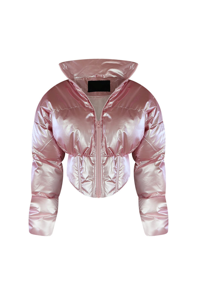 Winter Sun Metallic Crop Puffer Jacket Outerwear EDGE 