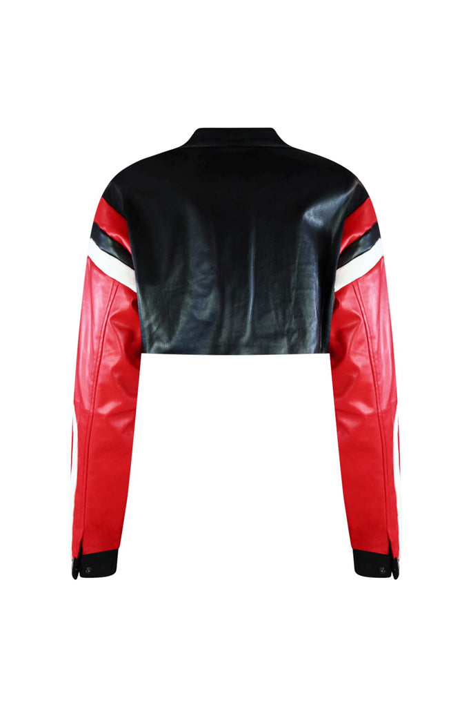 Jordan Cropped Faux Leather Motor Jacket Outerwear EDGE 