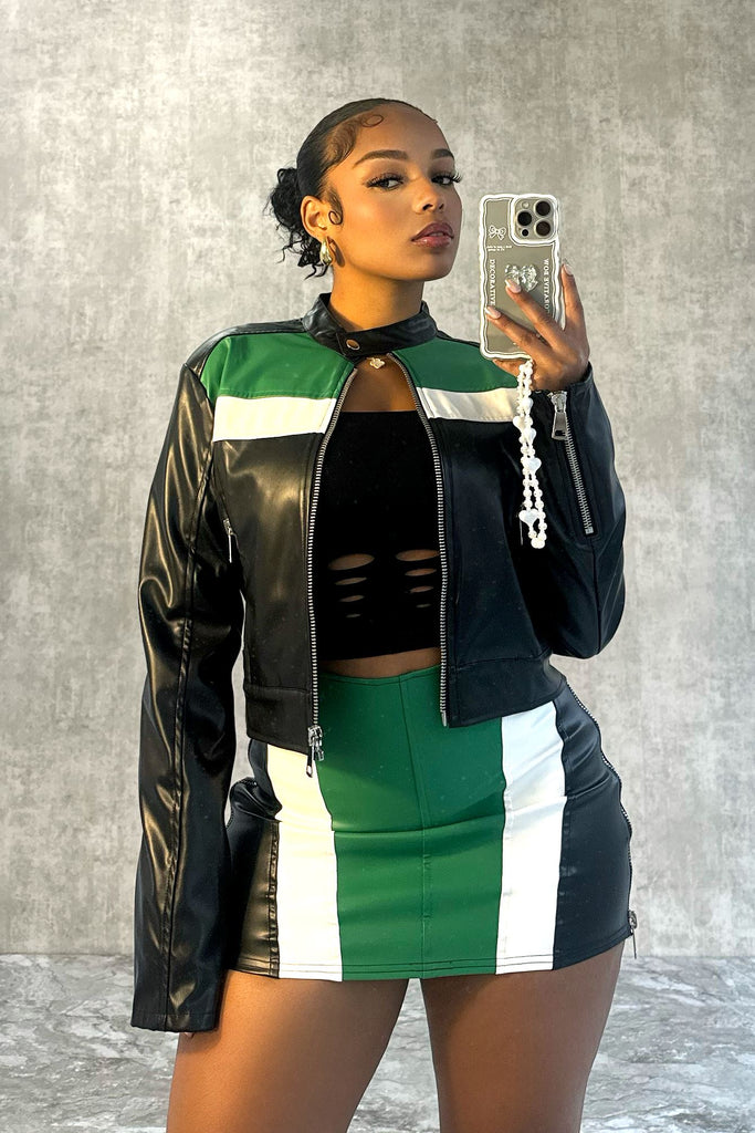 Green With Envy Vegan Leather Mini Skirt SKIRT EDGE 