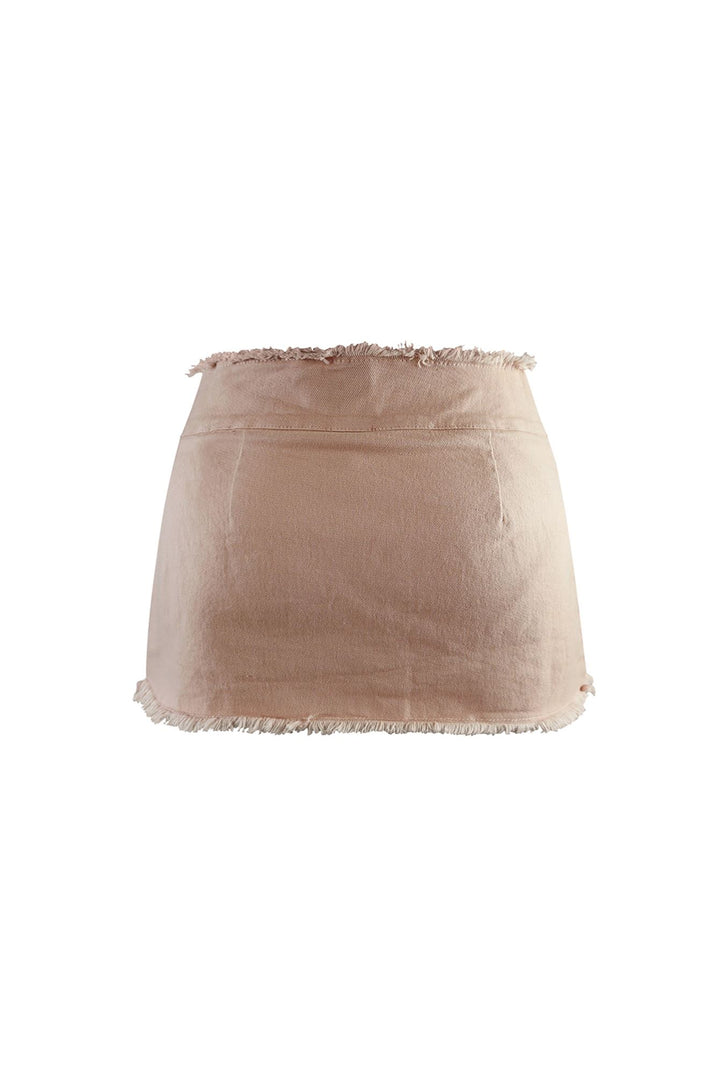 Pink Drink Pleated Denim Mini Skirt