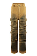 Going Higher Washed Cargo Denim Pants pants EDGE Small Rust 