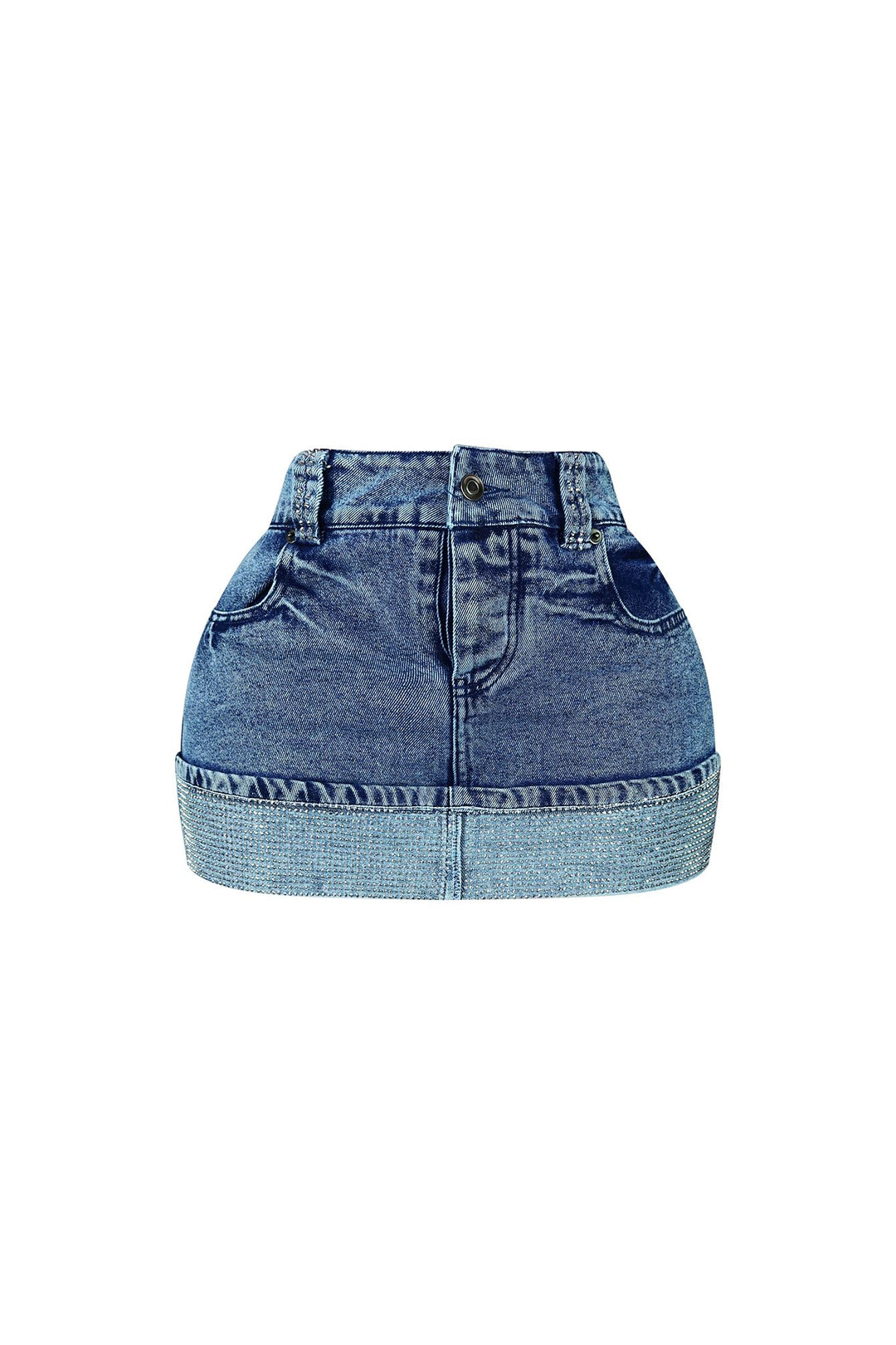 Set The Mood Rhinestone Denim Mini Skirt