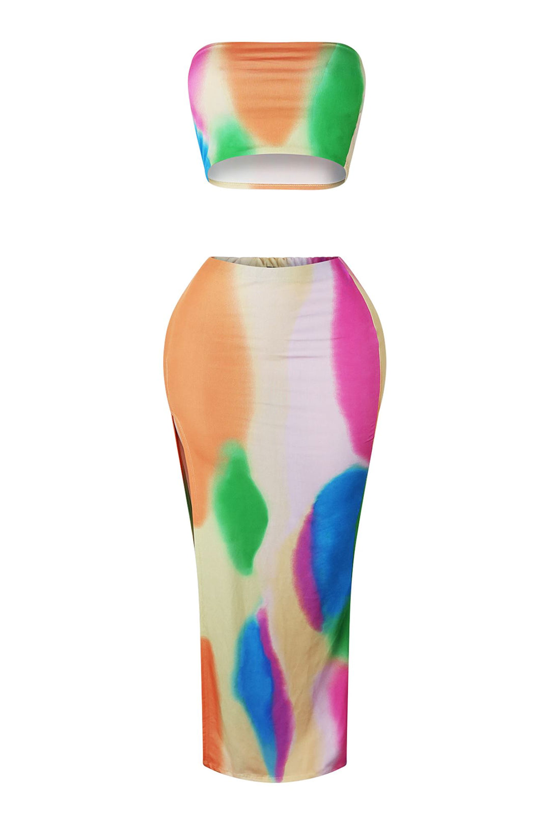 Tahiti Print Tube Top &amp; Maxi Skirt SET