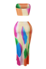 Tahiti Print Tube Top &amp; Maxi Skirt SET