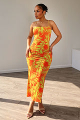 Miami Girl Back Lace Up Midi Dress