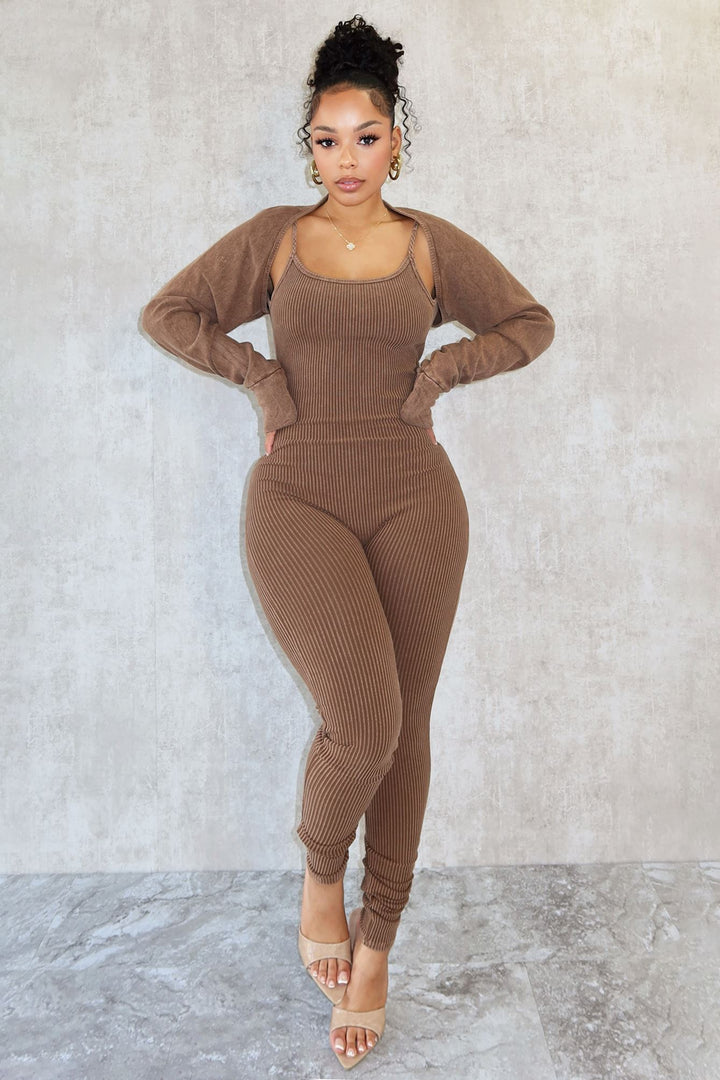 Cindy Mineral Washed Jumpsuit &amp; Bolero SET