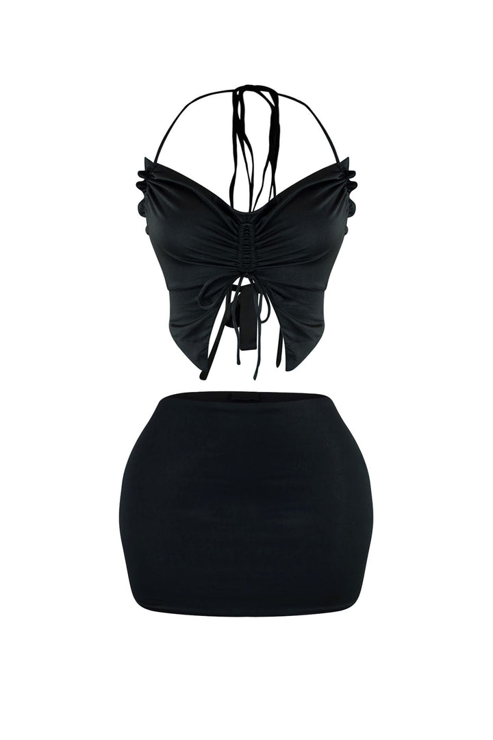 Delicate Butterfly Halter Top &amp; Skirt SET