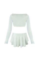 As Time Goes Fuzzy Cardigan Top &amp; Skirt SET