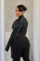 Fall For You PU Crop Jacket
