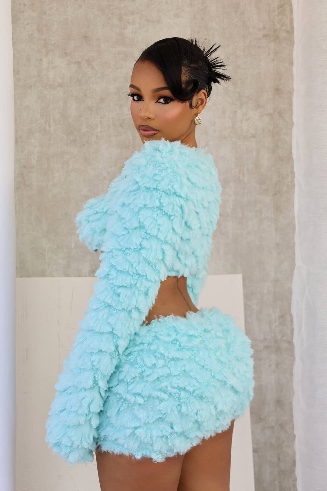 Anabella Faux Fur Cardigan &amp; Skirt SET