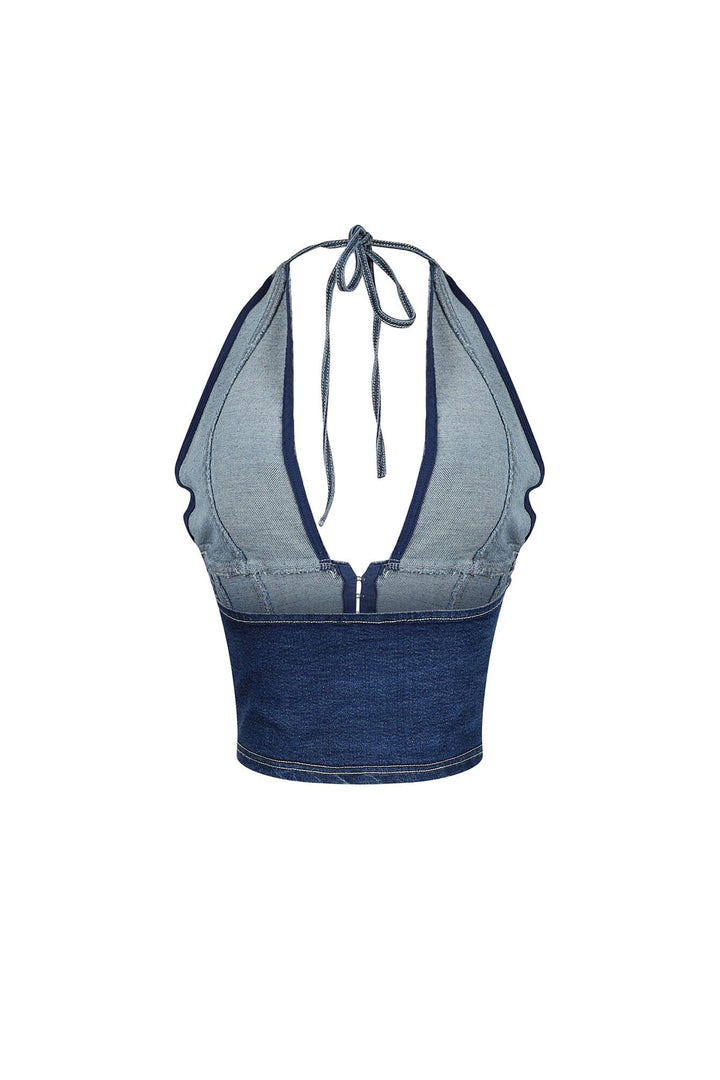 Denim Diva Plunge Halter Top