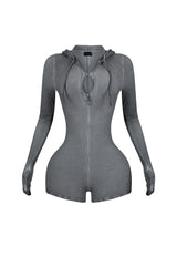 Meg Mineral Washed Hoodie Thumbhole Romper