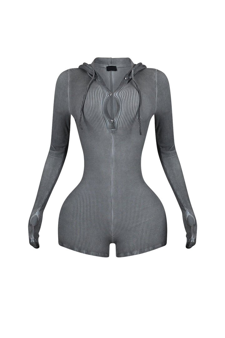Meg Mineral Washed Hoodie Thumbhole Romper