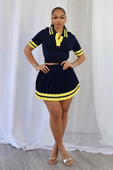 Martina Tennis Collared Knit Top &amp; Skirt SET