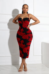 Florencia Floral Lace Bustier Midi Dress