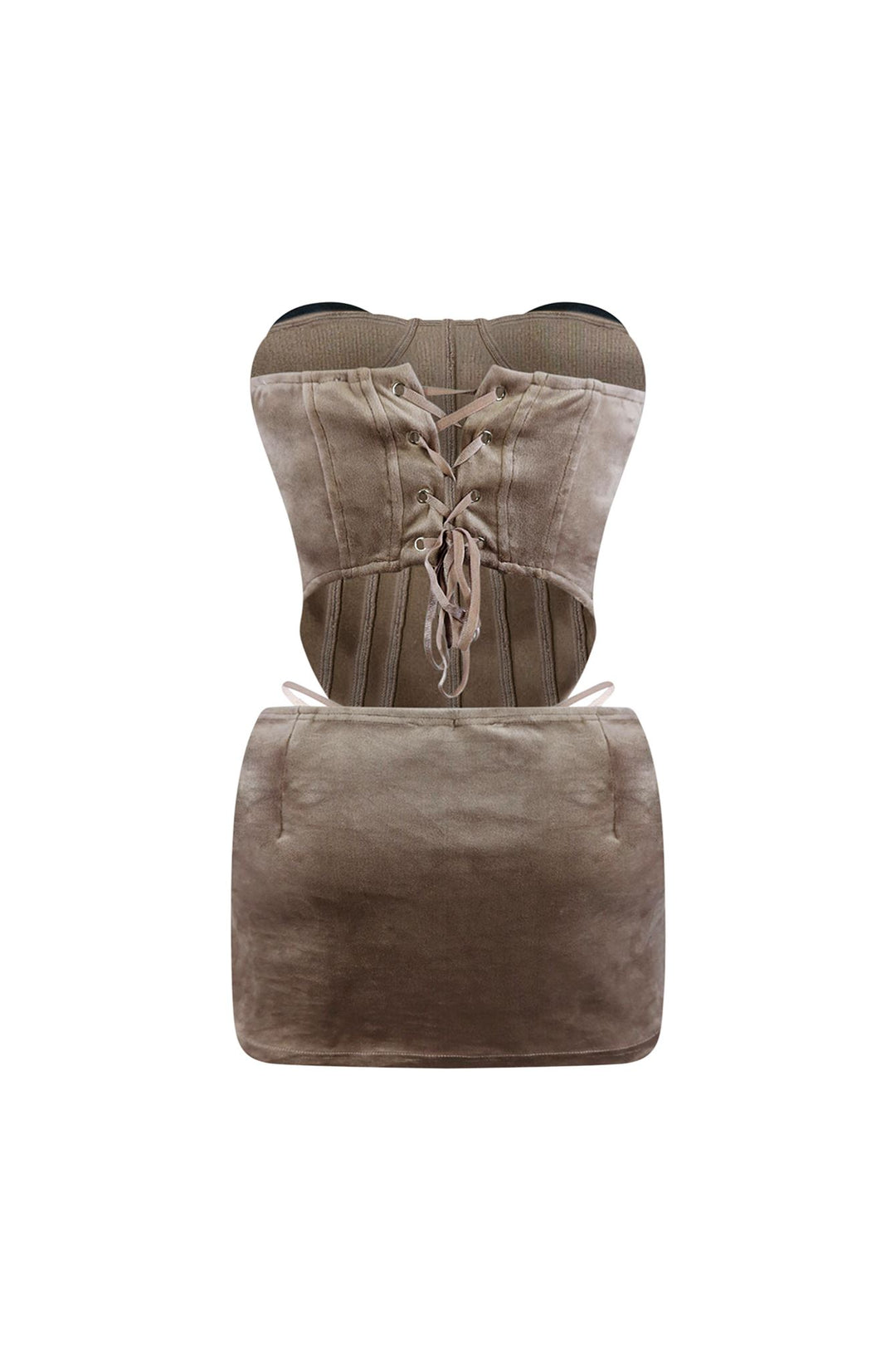 Coco Bomb Velour Top &amp; Mini Skirt SET