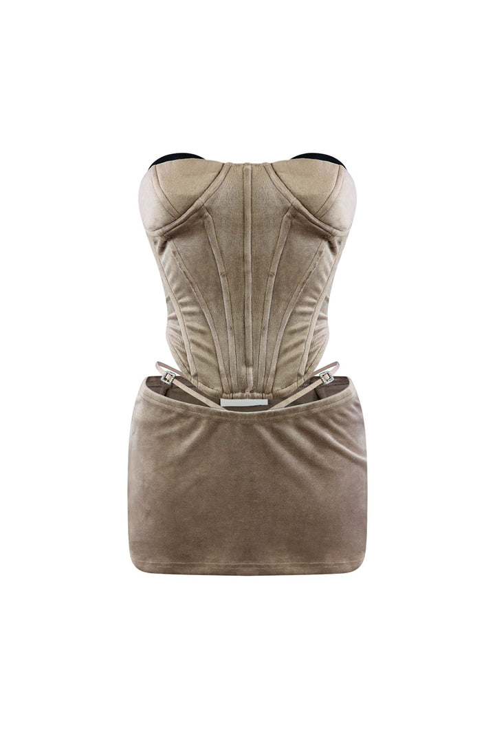 Coco Bomb Velour Top &amp; Mini Skirt SET