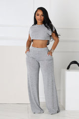 Soda Short Sleeve Crop Top &amp; Pants SET