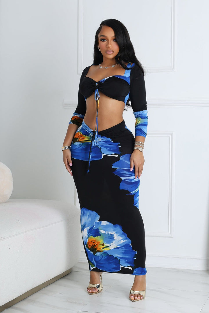 Lake Town Floral Printed Top &amp; Skirt SET