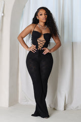 Nevaeh Mesh Lace Halter Padded Jumpsuit