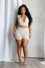 Clara Knit Deep V Neck Ribbed Romper