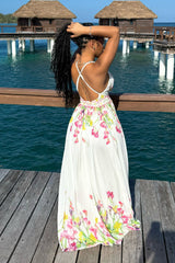 Osono Mesh Floral Printed Maxi Dress