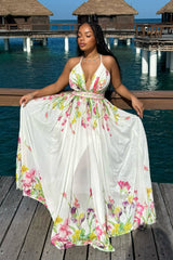 Osono Mesh Floral Printed Maxi Dress