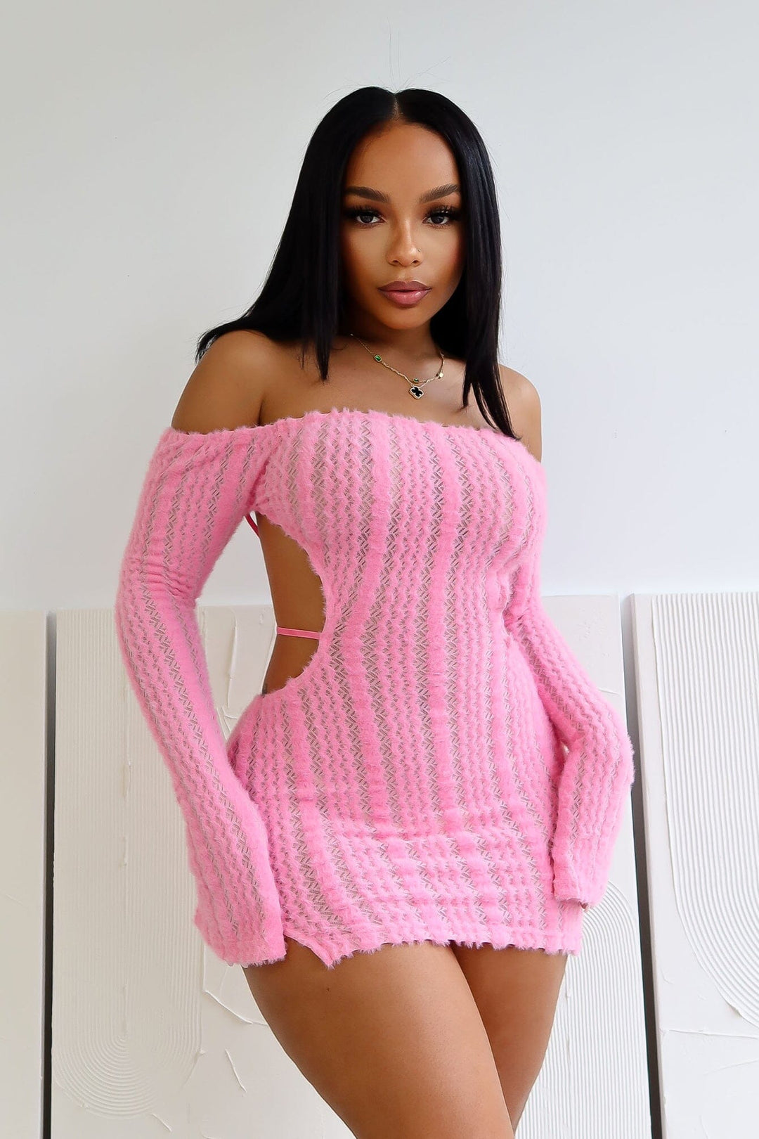 No Options Fuzzy Mini Dress – EDGE