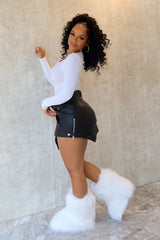 Maddie PU Belted Wrap Mini Skirt