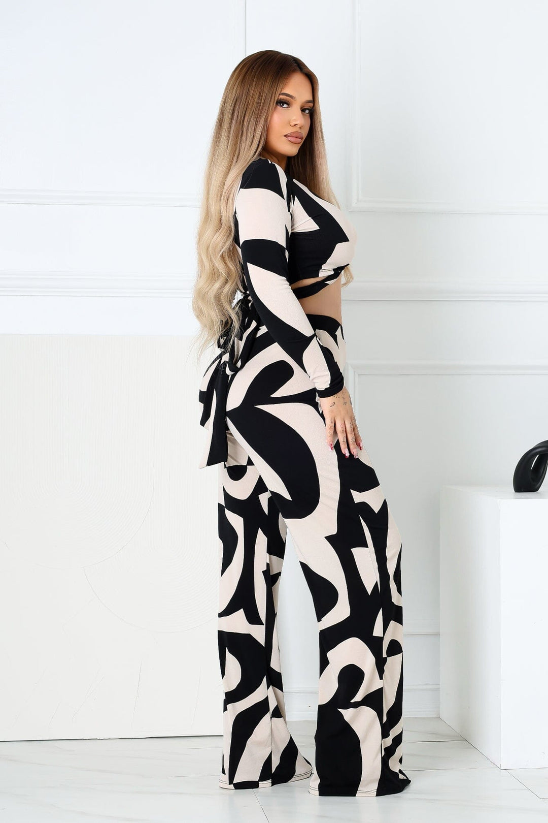 Wendy Mesh Picoso Print Top &amp; Pants SET
