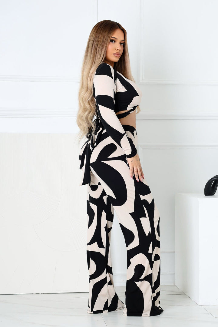 Wendy Mesh Picoso Print Top &amp; Pants SET