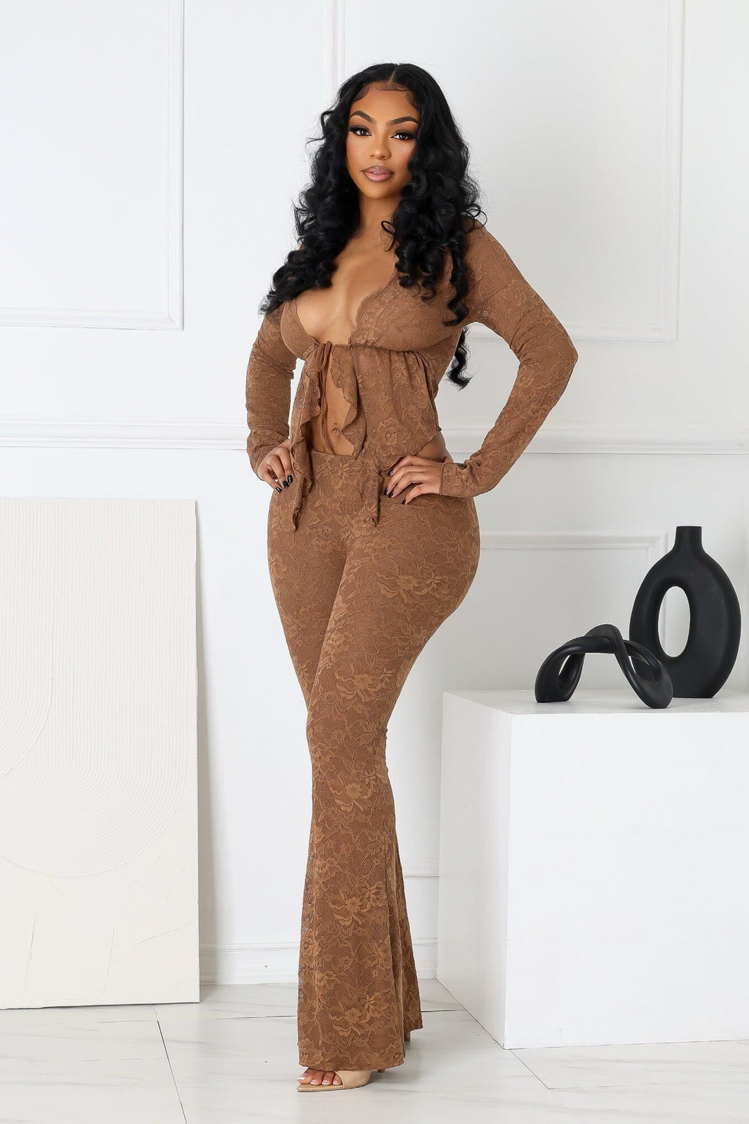 Everly Lace Top &amp; Wide Pants SET