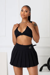 Silva Ribbed V Neck Clasp Top