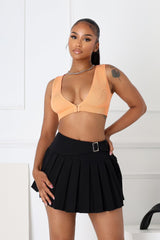 Silva Ribbed V Neck Clasp Top