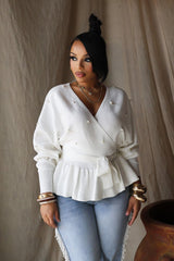 Aubrey Pearl Knit Wrap Sweater