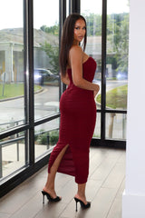 Cloudruch Ruched Mesh Tube Midi Dress
