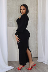 Heather Ribbed Knit Dress With Bolero SET
