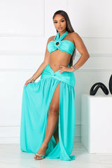 Lunara Slinky Halter Top &amp; Skirt SET