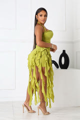 Rumba Mesh Ruffled Mini Dress
