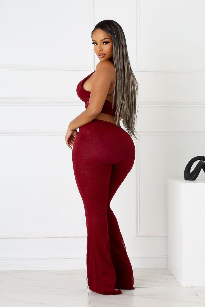 Backstage Lace Halter Top &amp; Pants SET
