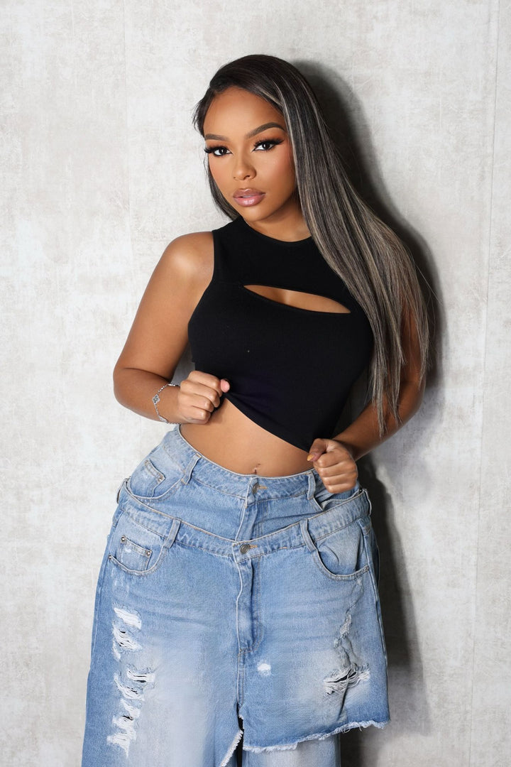 Slimbase Ribbed Slit Tank Top