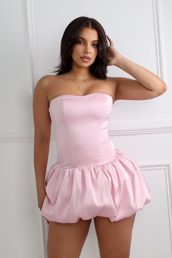 Bre Tube Satin Balloon Mini Dress