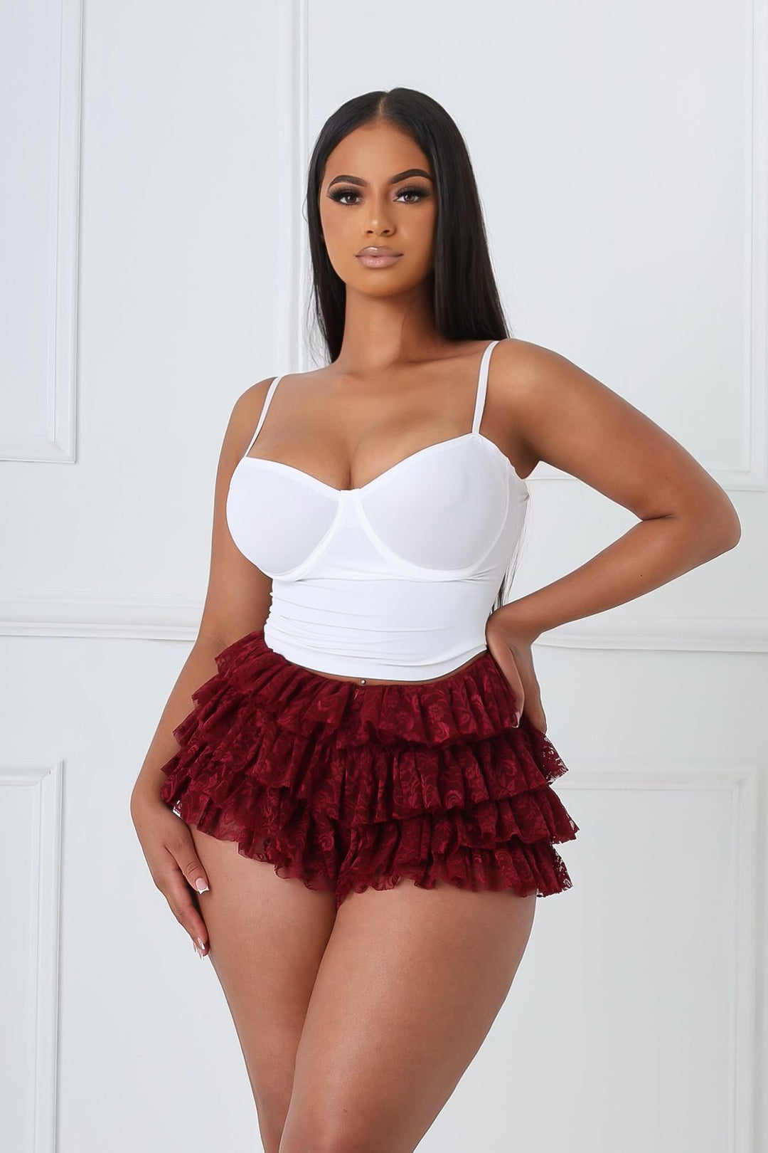First Date Ruffled Layered Lace Skort