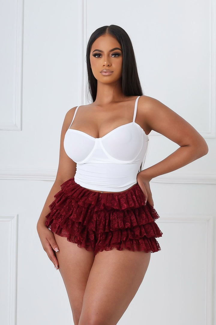 First Date Ruffled Layered Lace Skort