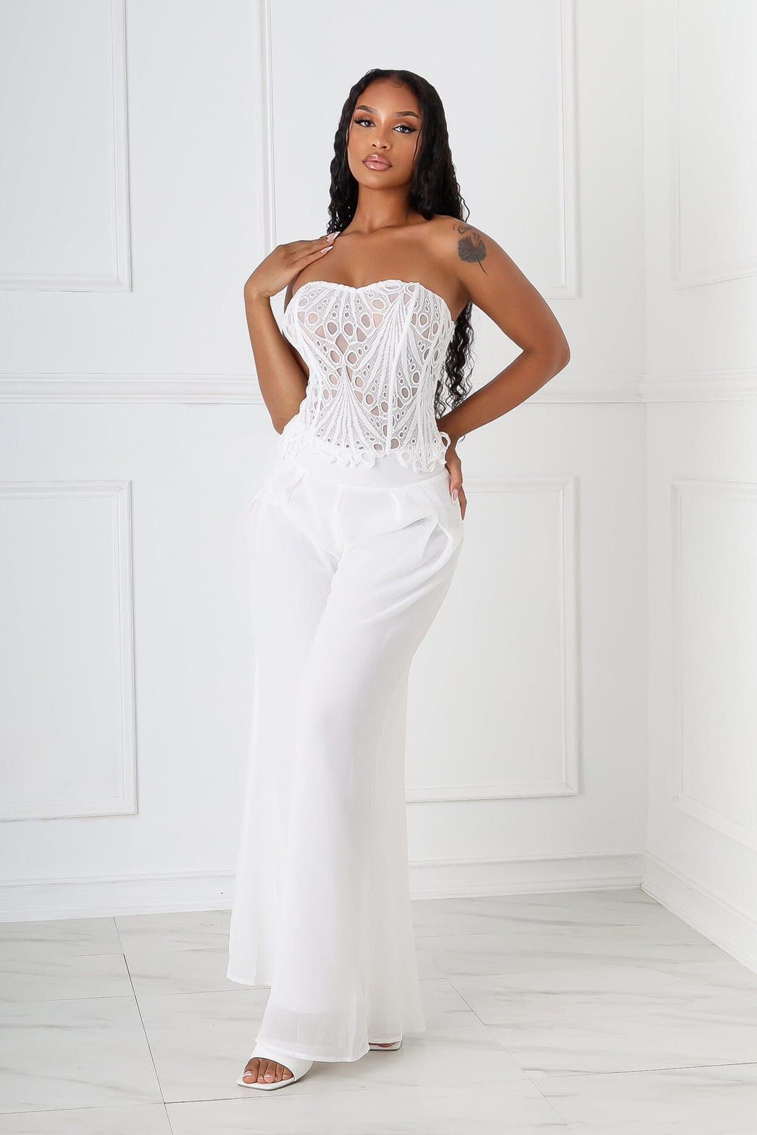 Ivanka Eyelet Corset Top &amp; Pants SET