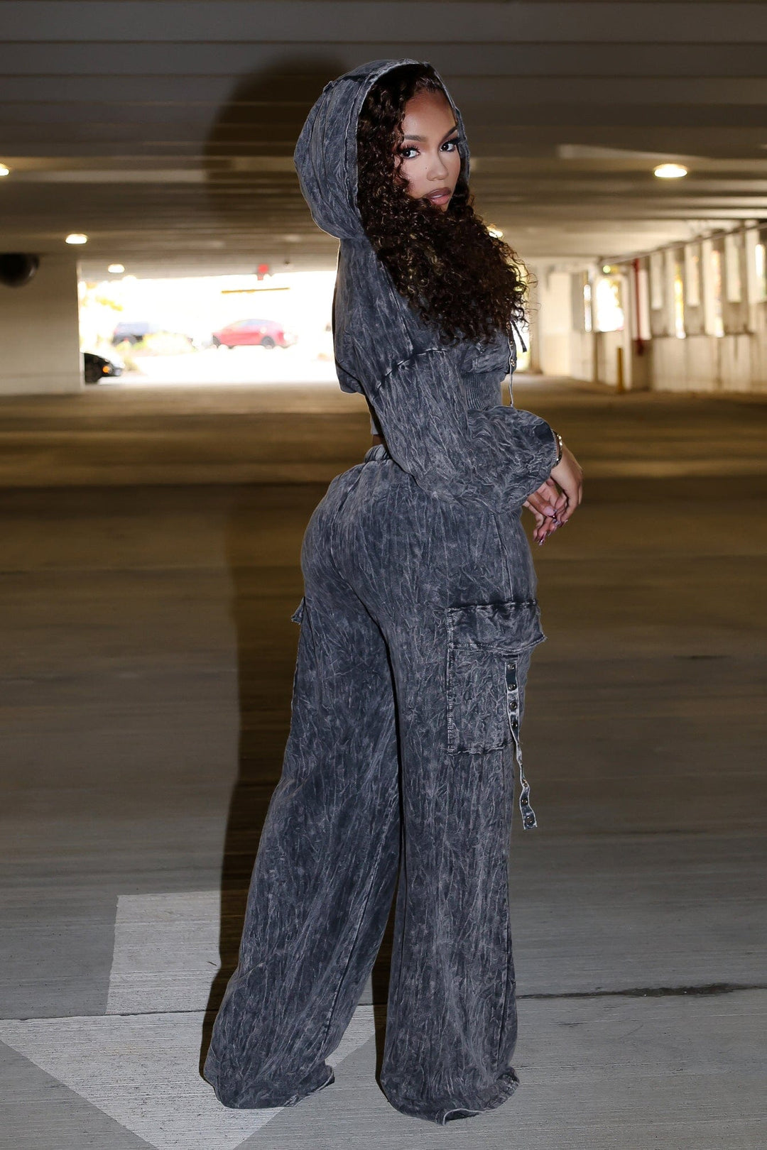 Aniston Mineral Washed Hoodie &amp; Pants SET