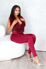 Furista Fur Halter Vest &amp; Leggings SET